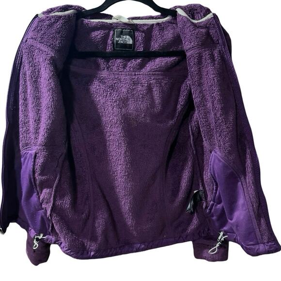 The North Face jacket XS Womens Hooded Purple Fuzzy Full Zip soft logo - Picture 3 of 7